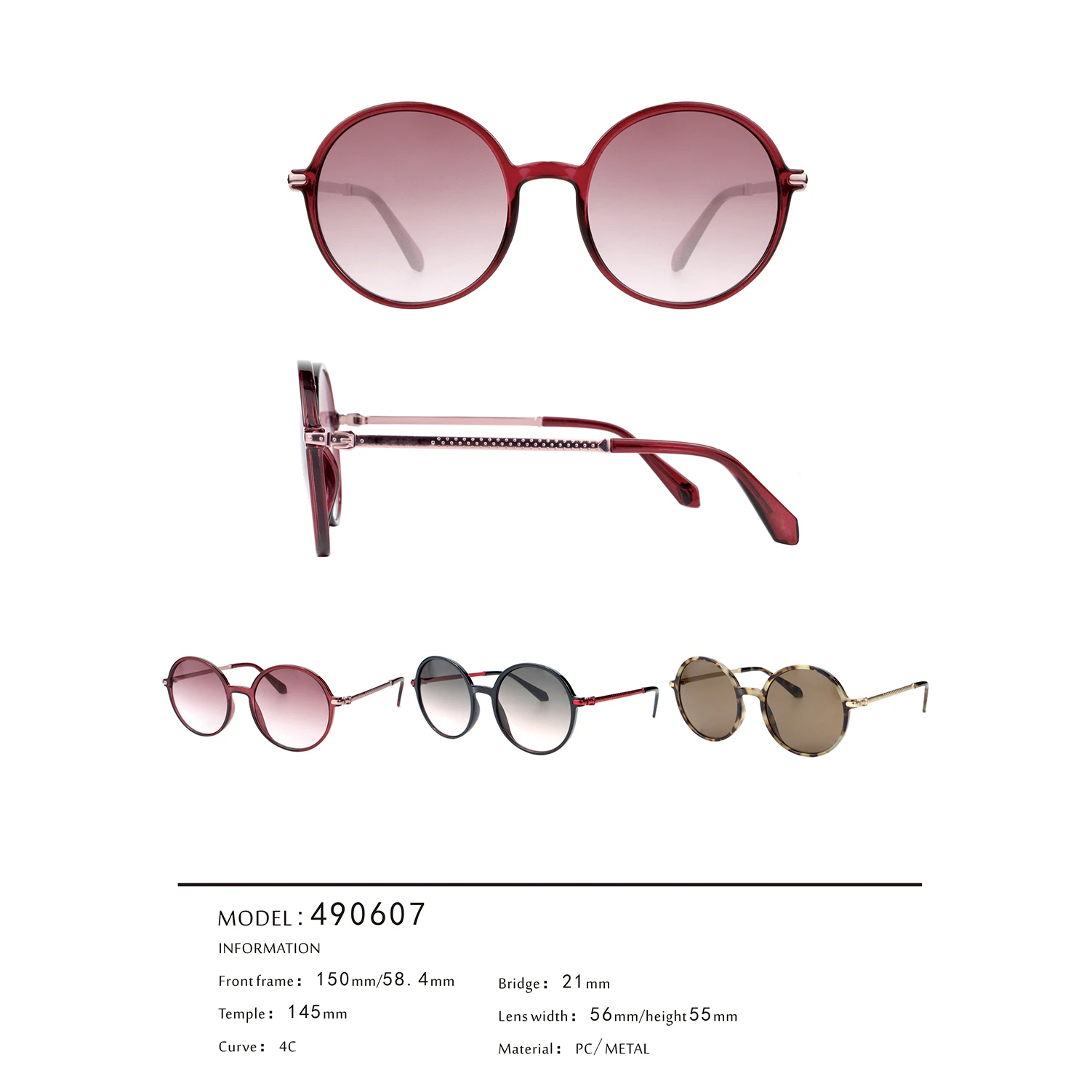 Round Women Trendy Retro Oversize Combo Sunglasses 490607 3